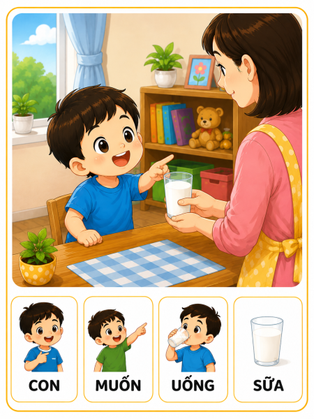 Con muốn uống sữa